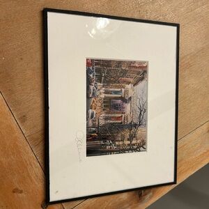 Michael J Leu watercolor etching New York City. Signed. 10 inches